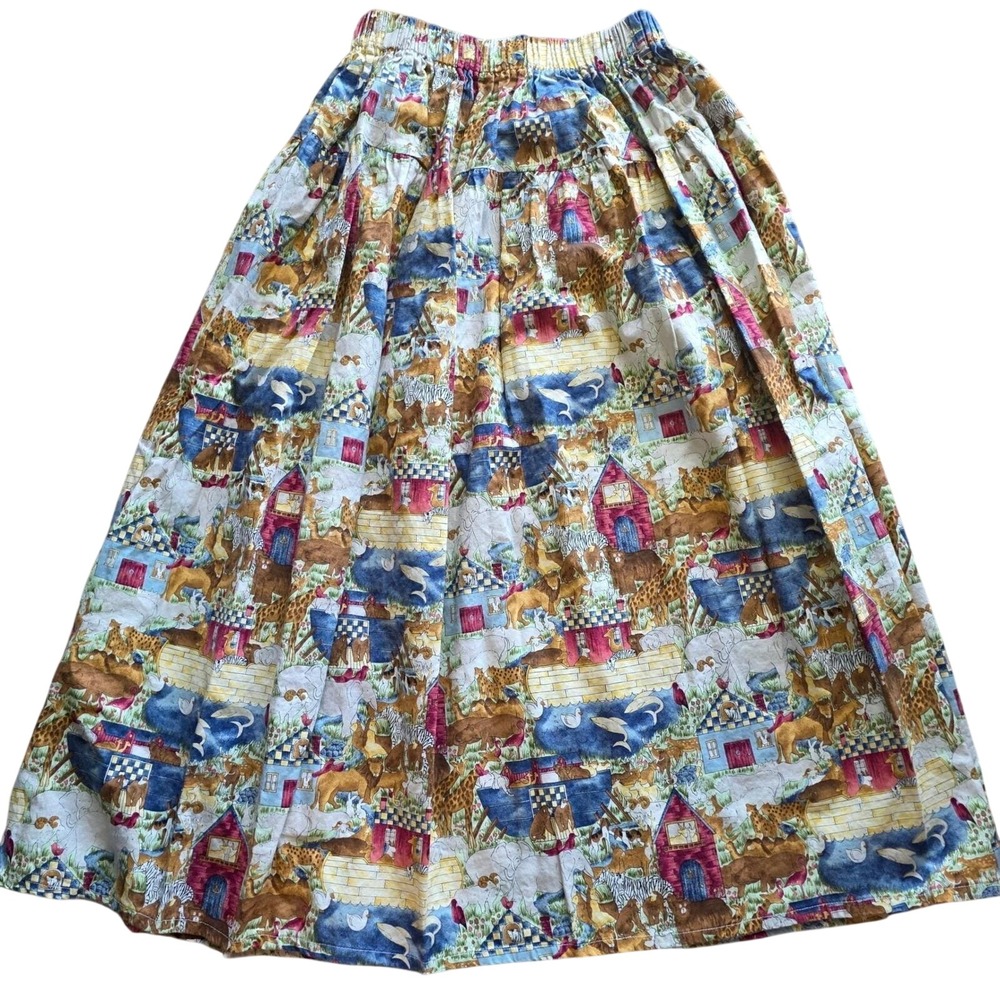 Handmade Noah's Ark xs-med flowy skirt strechy waist midi
